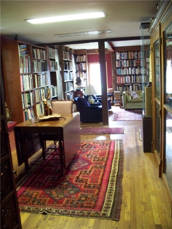 living area featuring light hardwood / wood-style flooring