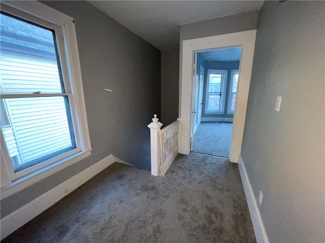 hallway with carpet flooring