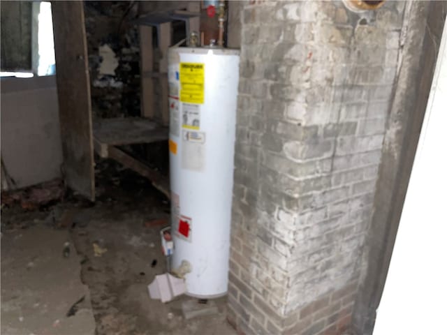 utility room with water heater