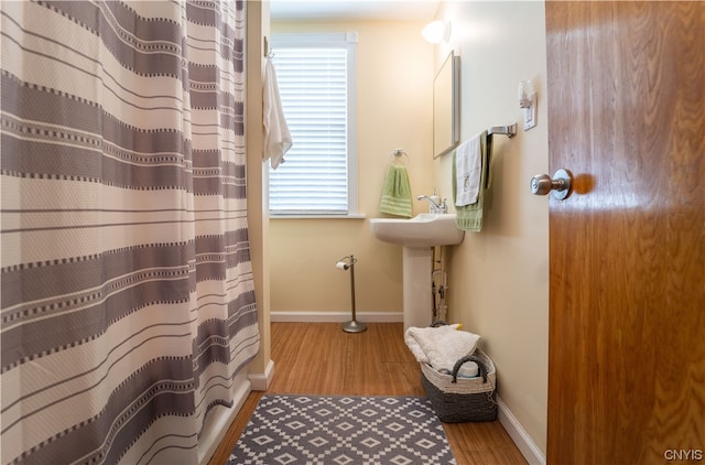 bathroom featuring wood-type flooring