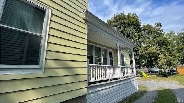 view of home's exterior featuring covered porch