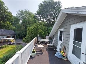 balcony with a patio area