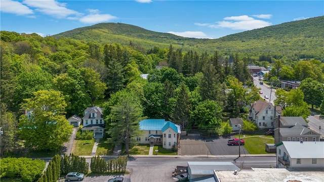 drone / aerial view with a mountain view