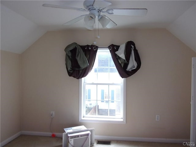 interior details featuring carpet flooring and ceiling fan