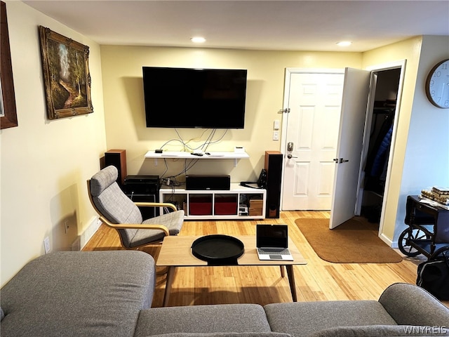 living room featuring light wood-type flooring