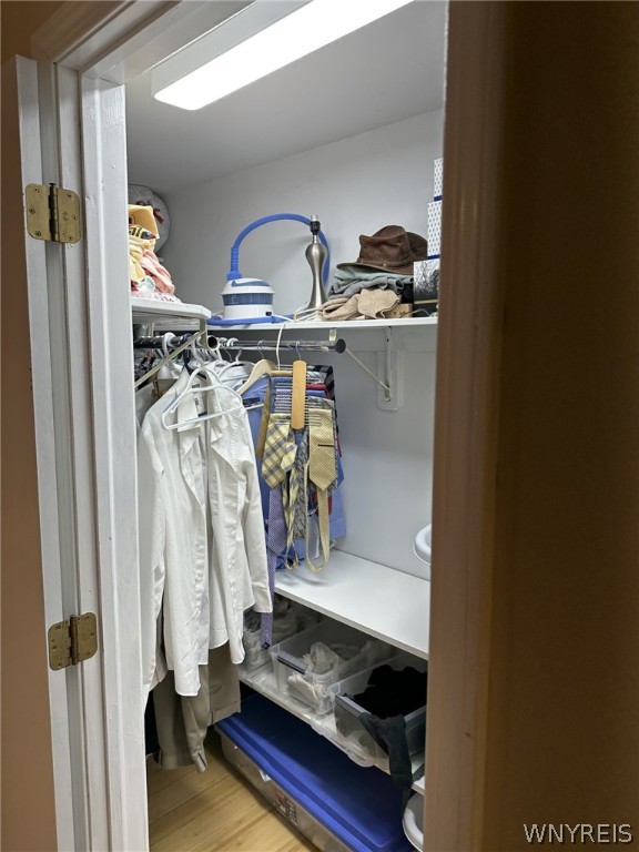 spacious closet featuring hardwood / wood-style flooring