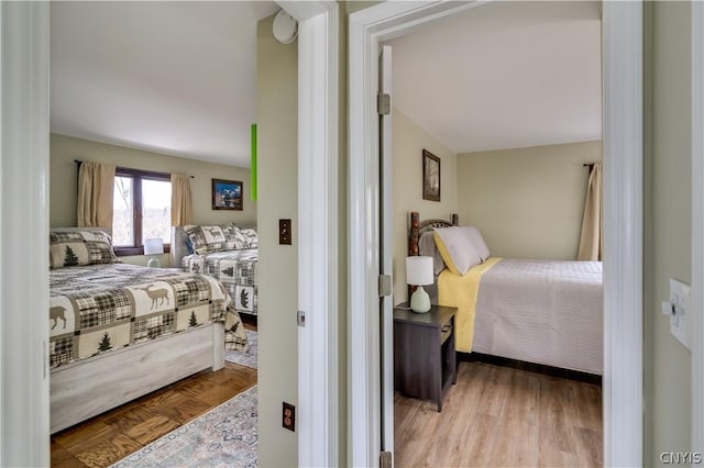 bedroom with light hardwood / wood-style flooring