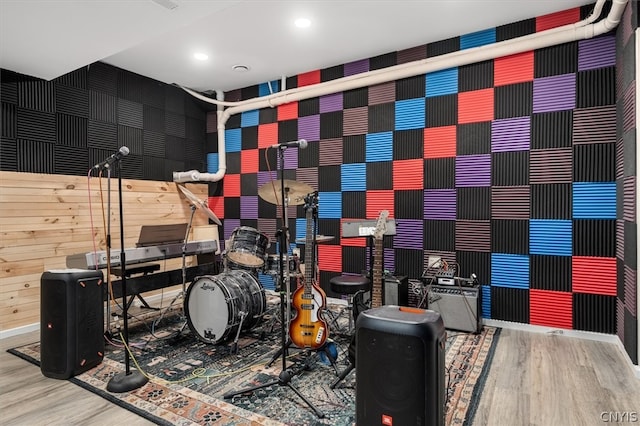 playroom featuring wood-type flooring