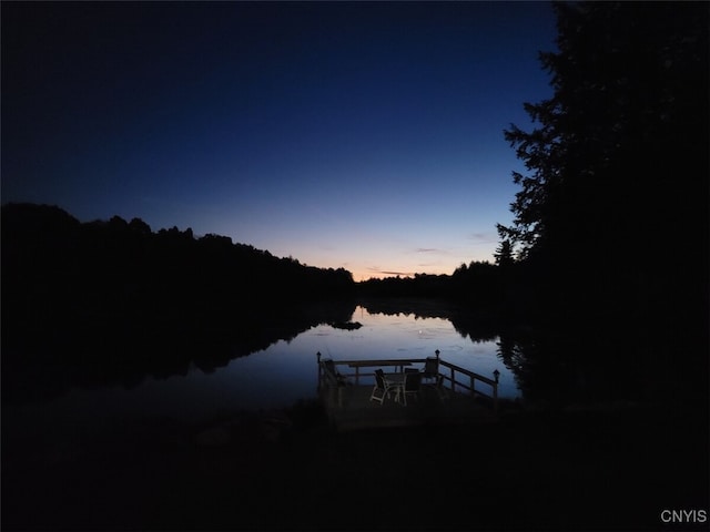 dock area featuring a water view