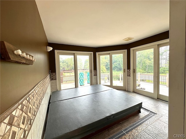 game room featuring light tile patterned flooring