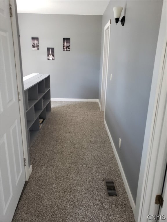 interior space with dark carpet