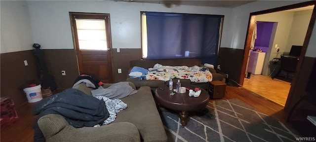 living room with hardwood / wood-style flooring