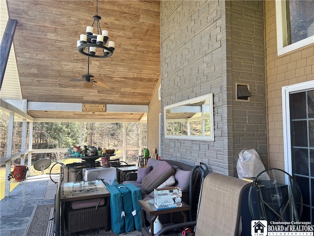 view of patio featuring ceiling fan and outdoor dining area