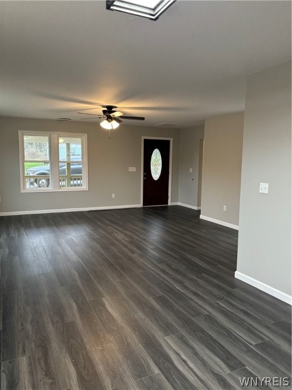 interior space featuring dark hardwood / wood-style floors and ceiling fan