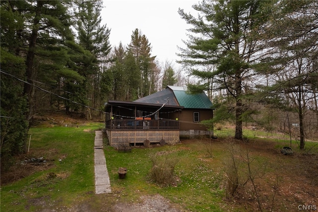 view of yard featuring a deck