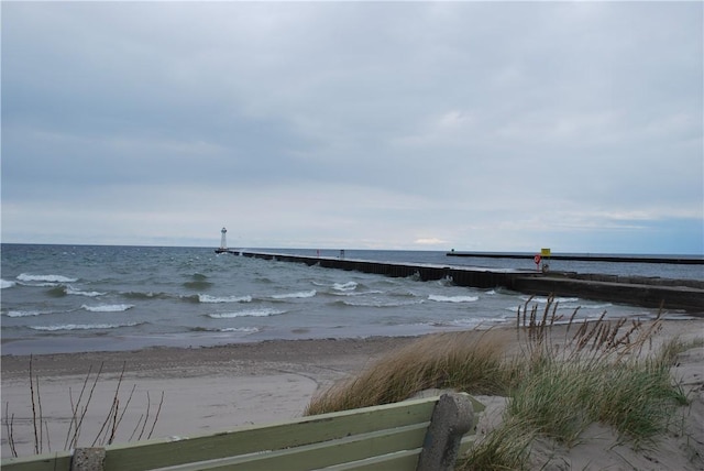 view of water feature featuring a view of the beach