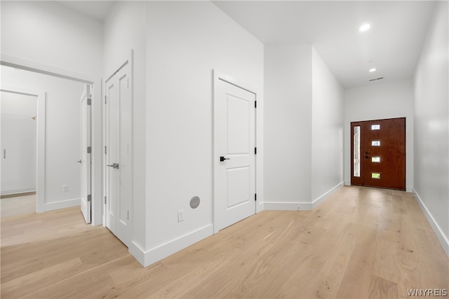 hall featuring light wood-type flooring