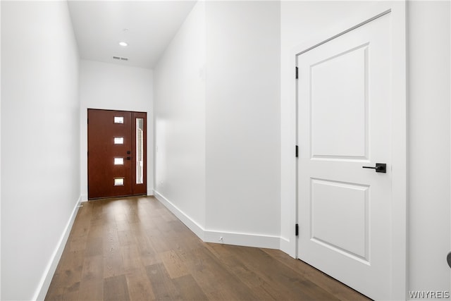 interior space with hardwood / wood-style floors