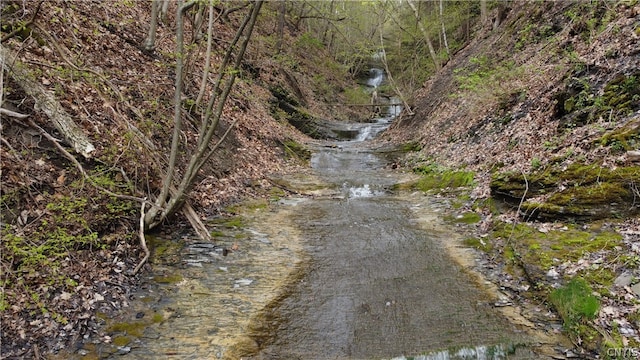 view of road with a water view