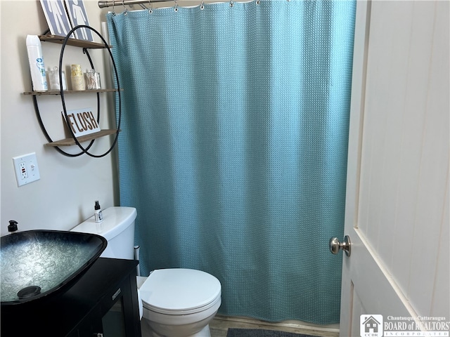 bathroom featuring vanity and toilet