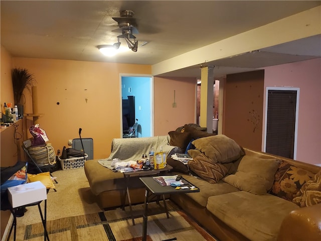 living room with carpet flooring