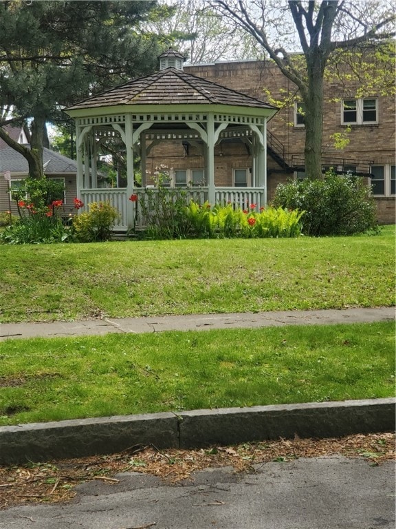 view of yard featuring a gazebo