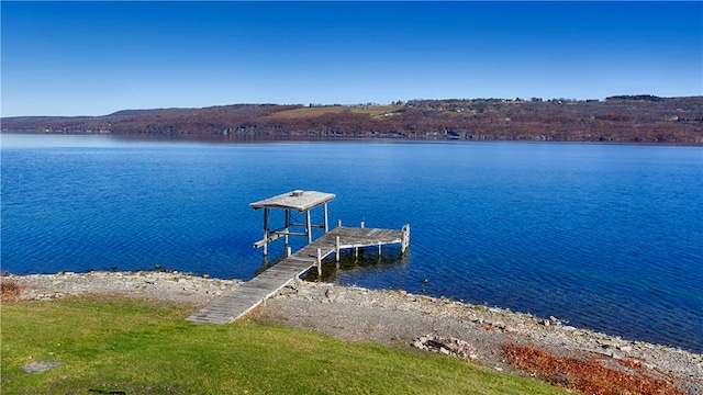 view of dock featuring a water view