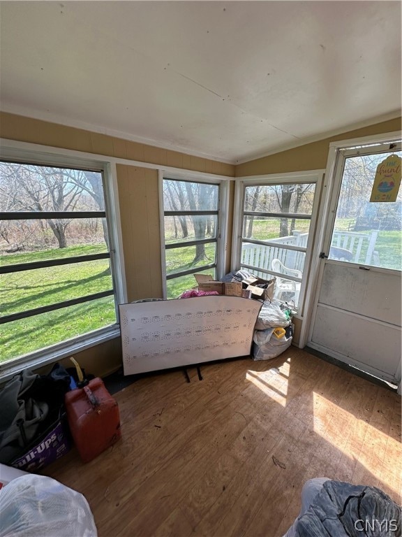 sunroom with lofted ceiling