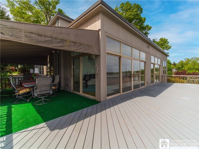 2 Elm Ln, Chautauqua, NY 14722 - wooden deck with a lawn