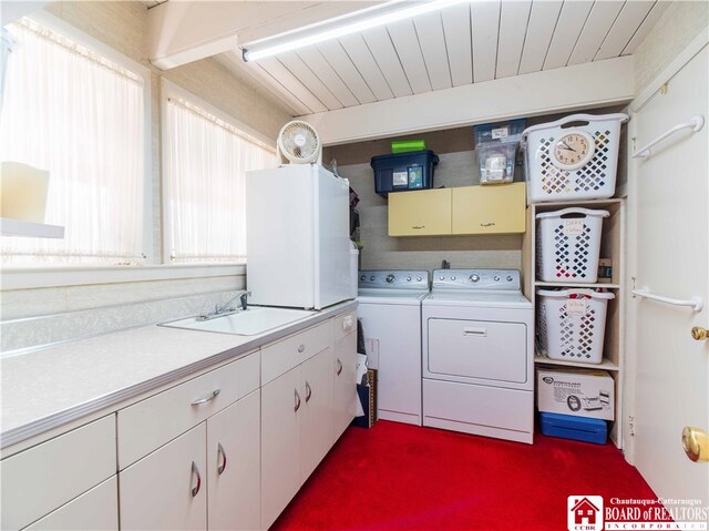 2 Elm Ln, Chautauqua, NY 14722 - washroom with cabinet space, separate washer and dryer, and a sink