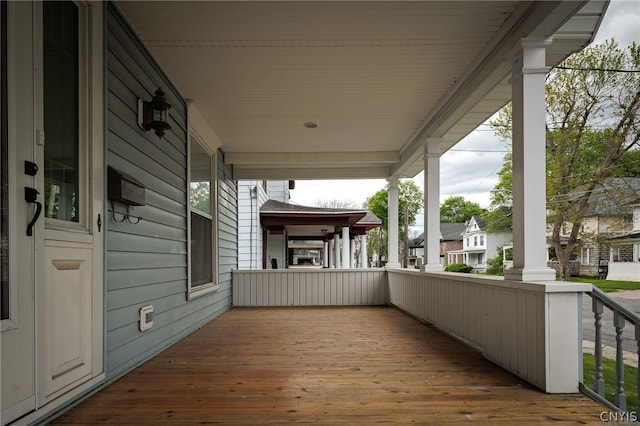 wooden deck with covered porch