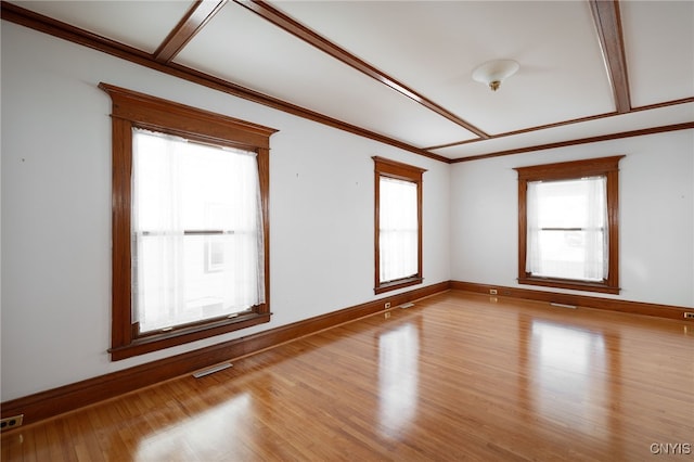 spare room with light hardwood / wood-style floors