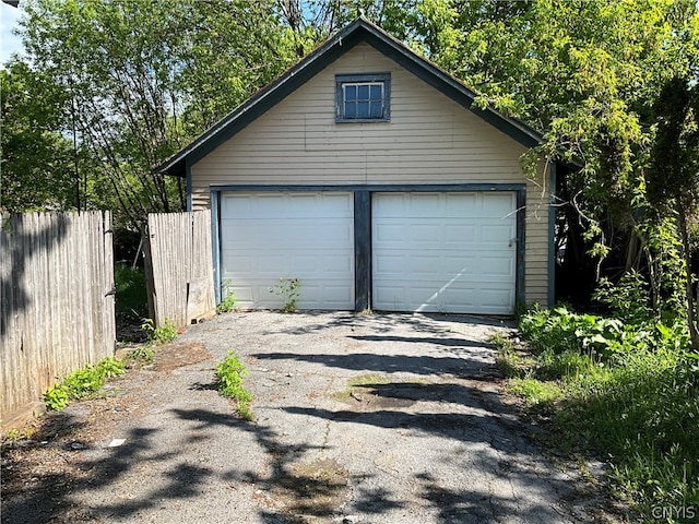 view of garage