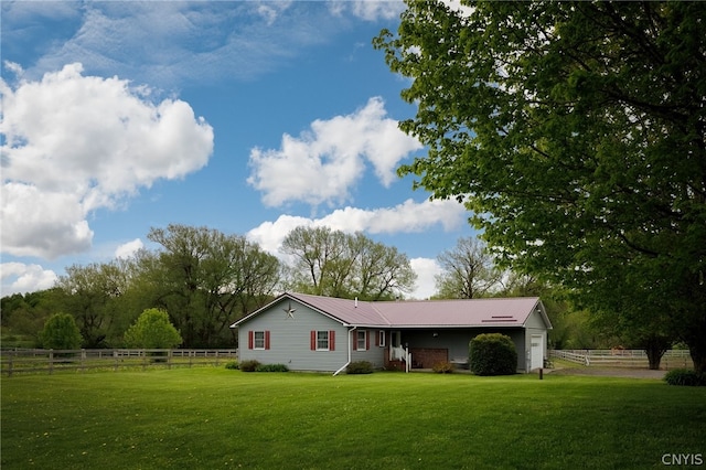 view of front of home with a front yard