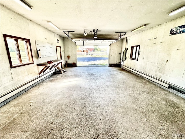 garage featuring a baseboard radiator