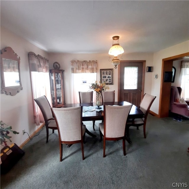 dining space with carpet