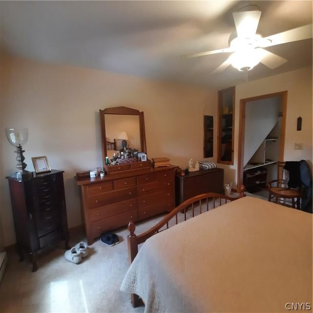 bedroom with carpet floors and ceiling fan