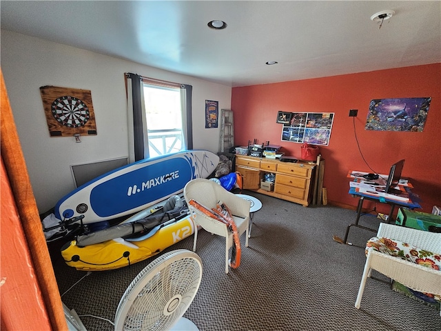 game room with carpet floors