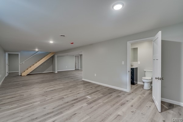 22217 Freedom Dr, Champion, NY 13619 - basement with light hardwood / wood-style flooring