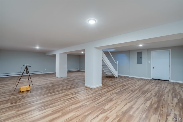 22217 Freedom Dr, Champion, NY 13619 - basement featuring baseboard heating and light wood-type flooring