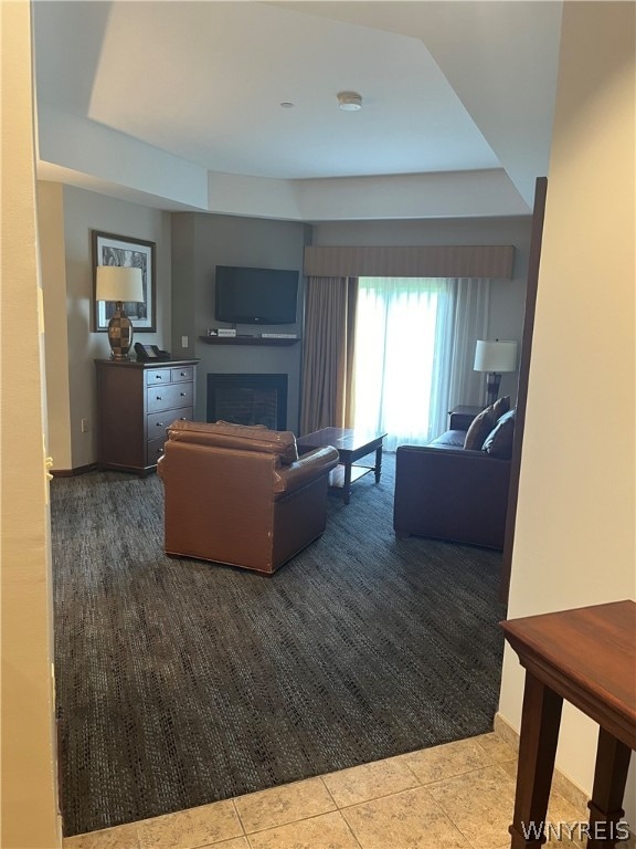 view of tiled living room