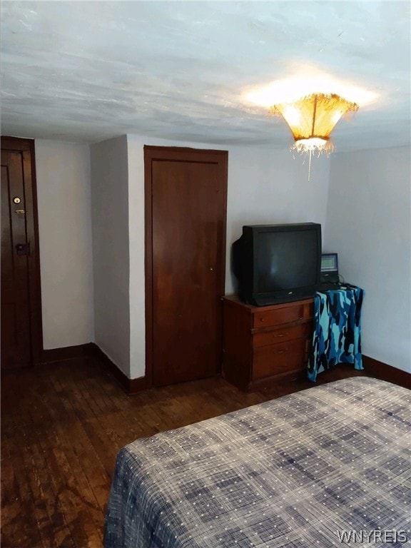 bedroom featuring dark hardwood / wood-style flooring