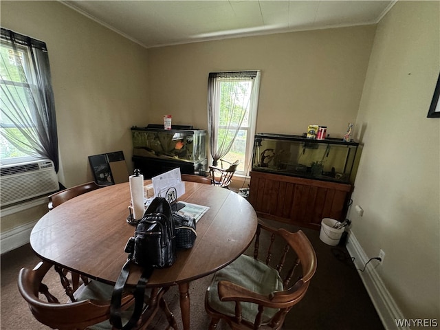 office space with crown molding