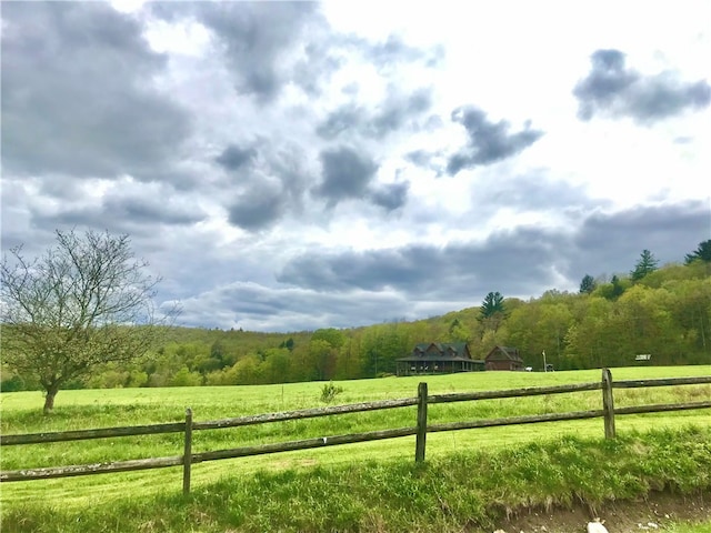 exterior space with a rural view and a lawn