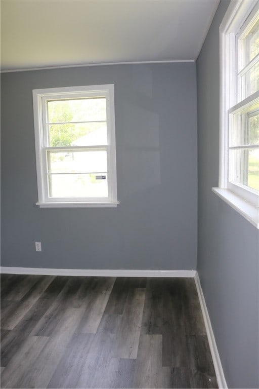 unfurnished room with a wealth of natural light and dark hardwood / wood-style flooring