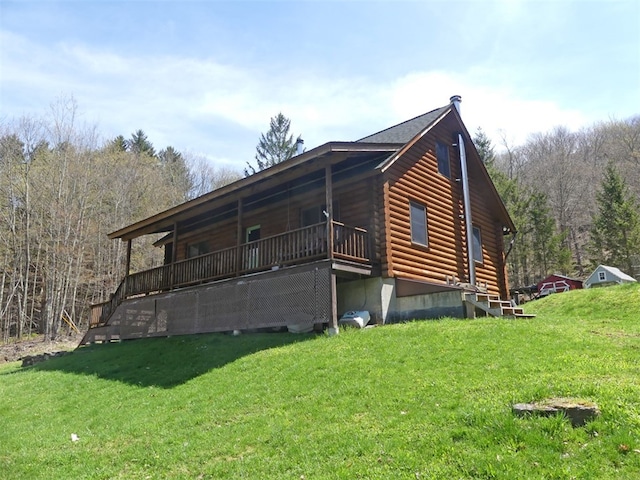 view of home's exterior featuring a yard