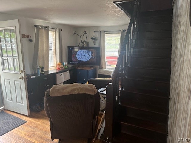 interior space with light hardwood / wood-style floors