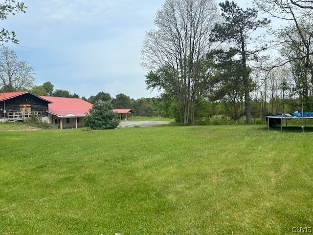 view of yard with a trampoline