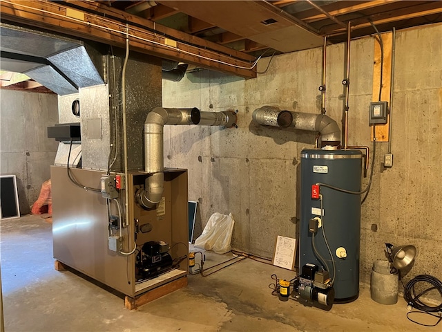 utilities featuring heating unit and water heater