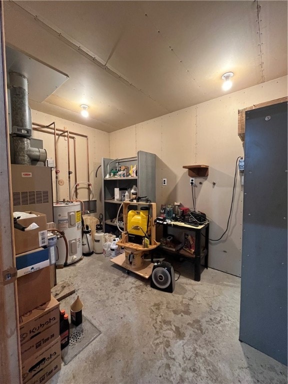 basement with water heater